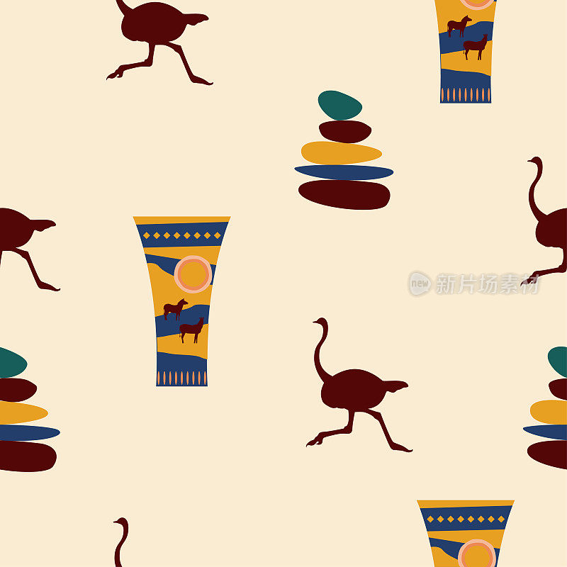 Ethnic african seamless pattern background. African traditionat tribal symbols seamless pattern for textile, souvenir shop wrapping paper, t shirt print, tourism agency flyer advertising etc.